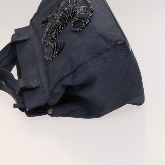 CHANEL COCO Mark Tote Bag Coated Canvas Blue CC Auth - Picture 11 of 16